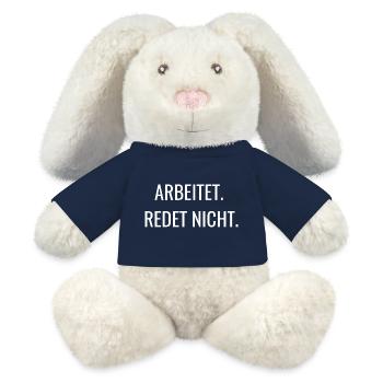 Ça marche, ça ne parle pas | Chemise de travail - Lapin en peluche recyclé MiniFeet® Crème - bleu marine - Devant