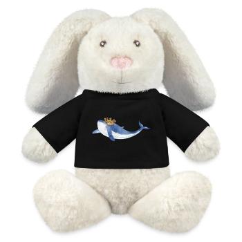 poisson baleine bleu vif avec couronne dorée - Lapin en peluche recyclé MiniFeet® Crème - noir - Devant