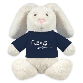 Alexis als Vorname - MiniFeet® RecycelHase® Creme - French Navy - Vorne