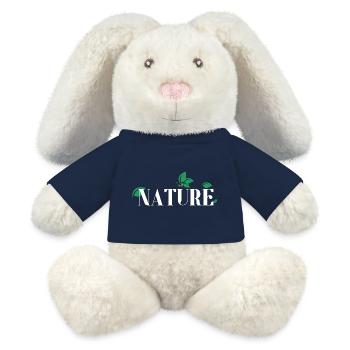 Nature - Lapin en peluche recyclé MiniFeet® Crème - bleu marine - Devant