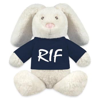Rif - Lapin en peluche recyclé MiniFeet® Crème - bleu marine - Devant