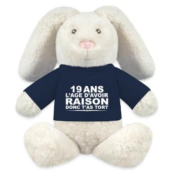 19 years old | Humor 19th Birthday Gift - MiniFeet® RecycelHase® Bunny Cream - french navy - Front