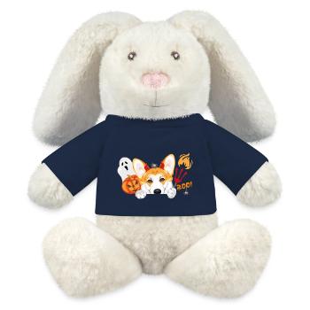Chien Corgi avec des accessoires fantaisie d’Halloween - Lapin en peluche recyclé MiniFeet® Crème - bleu marine - Devant