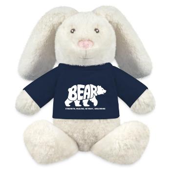 Bär Krafttier – Spirituelles Totemtier Design - MiniFeet® RecycelHase® Creme - French Navy - Vorne