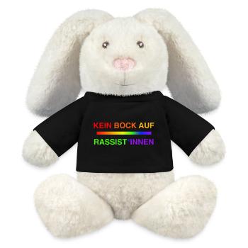 Kein Bock auf Rassist*innen Regenbogen - MiniFeet® RecycelHase® Creme - Schwarz - Vorne