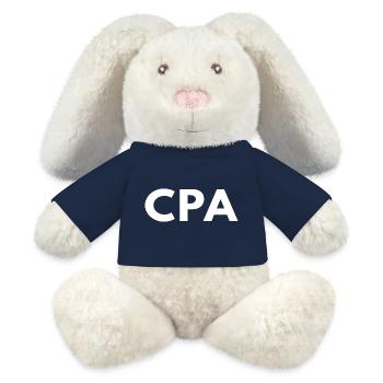 Expert-comptable agréé en finance - Lapin en peluche recyclé MiniFeet® Crème - bleu marine - Devant