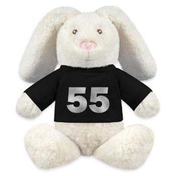 Geburtstag 55 Jahre - MiniFeet® RecycelHase® Creme - Schwarz - Vorne