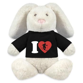 I Love Ski, Apres Ski, Wintersport, Herz - MiniFeet® RecycelHase® Creme - Schwarz - Vorne