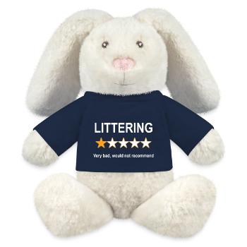 Examen anti-pollution 1 étoile - Lapin en peluche recyclé MiniFeet® Crème - bleu marine - Devant