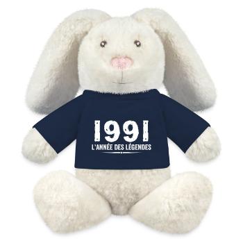 1991 Jahr der Legenden - 1991 Jubiläumsgeschenk - MiniFeet® RecycelHase® Creme - French Navy - Vorne