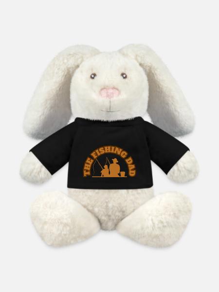 Le père pêcheur avec son fils Brown - Lapin en peluche recyclé MiniFeet® Crème - noir