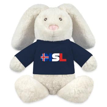Islande - Lapin en peluche recyclé MiniFeet® Crème - bleu marine - Devant