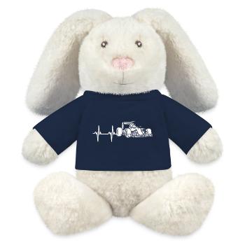 Courses de voitures de formule, battement de cœur, battement de cœur de formule - Lapin en peluche recyclé MiniFeet® Crème - bleu marine - Devant