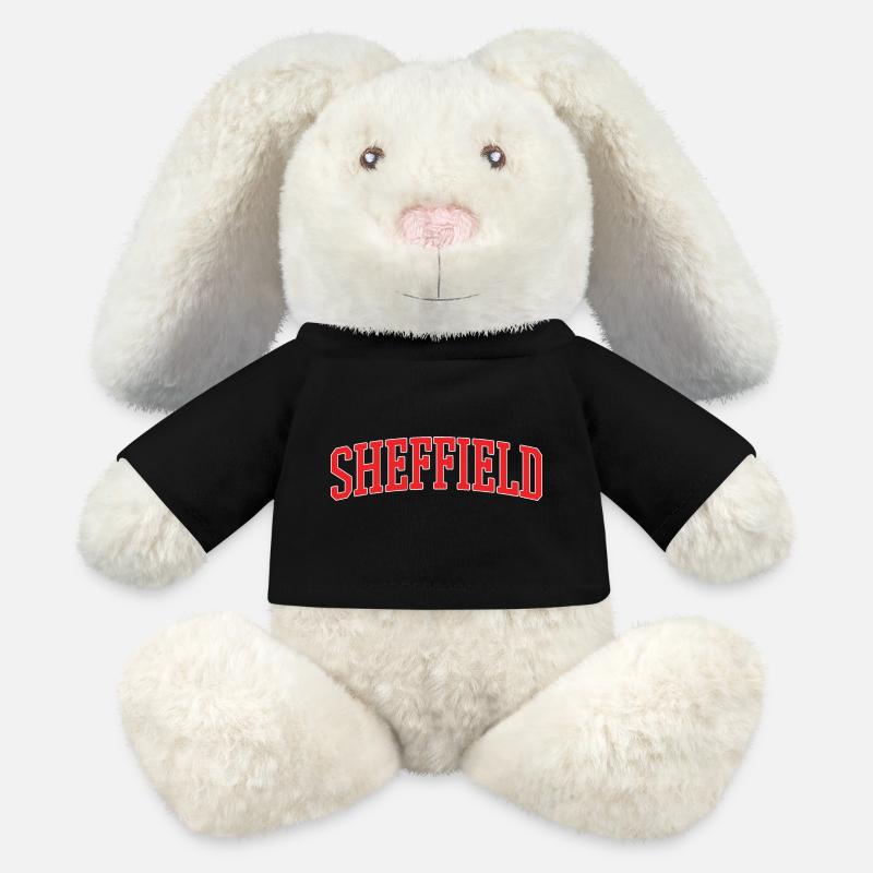 Lettrage rétro Varsity de Sheffield - Lapin en peluche recyclé MiniFeet® Crème - noir