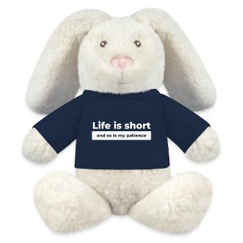 Citation de la vie drôle - Lapin en peluche recyclé MiniFeet® Crème - bleu marine - Devant
