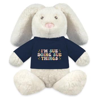 I'm Sue Doing Sue Things - Funny Saying - Lapin en peluche recyclé MiniFeet® Crème - bleu marine - Devant