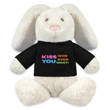 Pride / CSD / LGBTQ+ Design "Kiss" - MiniFeet® RecycelHase® Bunny Cream - black - Front