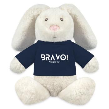 "BRAVO"... Gratuliere dir selbst - MiniFeet® RecycelHase® Creme - French Navy - Vorne