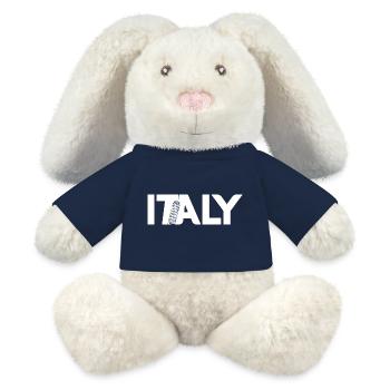 Tour penchée de Pise Italienne Italiens Italie - Lapin en peluche recyclé MiniFeet® Crème - bleu marine - Devant