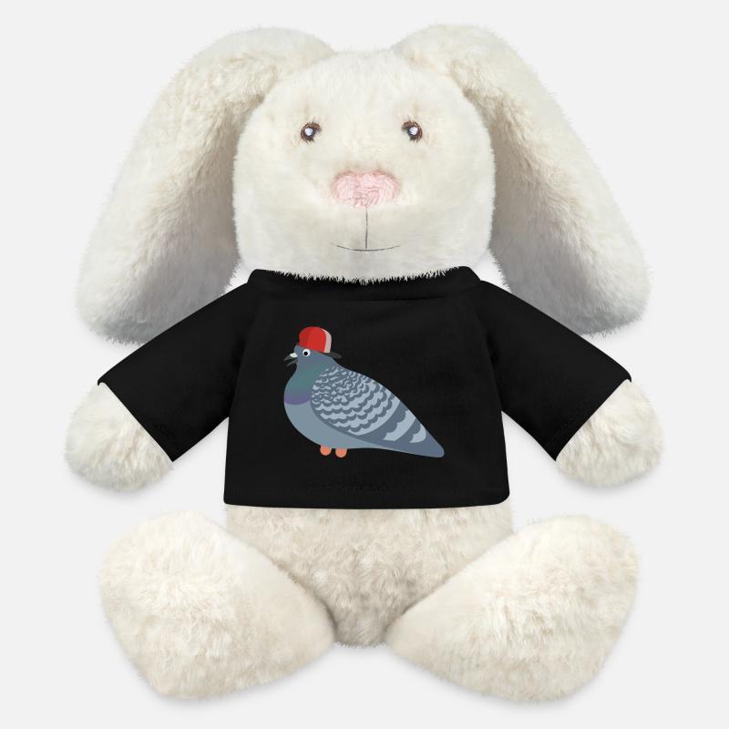 Cool Pigeon Friend - MiniFeet® RecycelHase® Bunny Cream - black