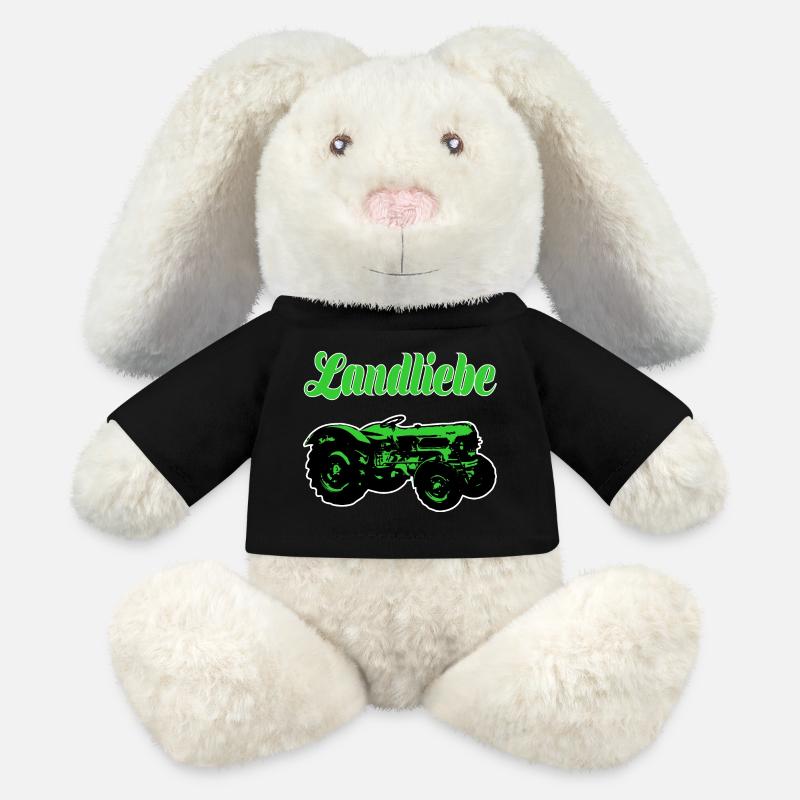 Landliebe Traktor Grasgrün - MiniFeet® RecycelHase® Creme - Schwarz