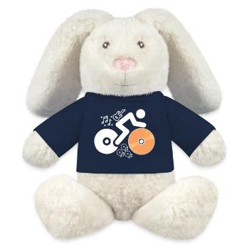 DJ Figure avec disques et notes musicales - Lapin en peluche recyclé MiniFeet® Crème - bleu marine - Devant