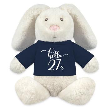 Hello 27 - Cute 27th Birthday Gift For Women - MiniFeet® RecycelHase® Bunny Cream - french navy - Front