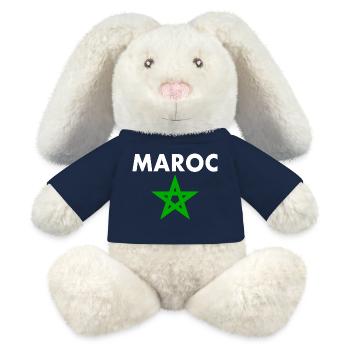 Maroc - Lapin en peluche recyclé MiniFeet® Crème - bleu marine - Devant