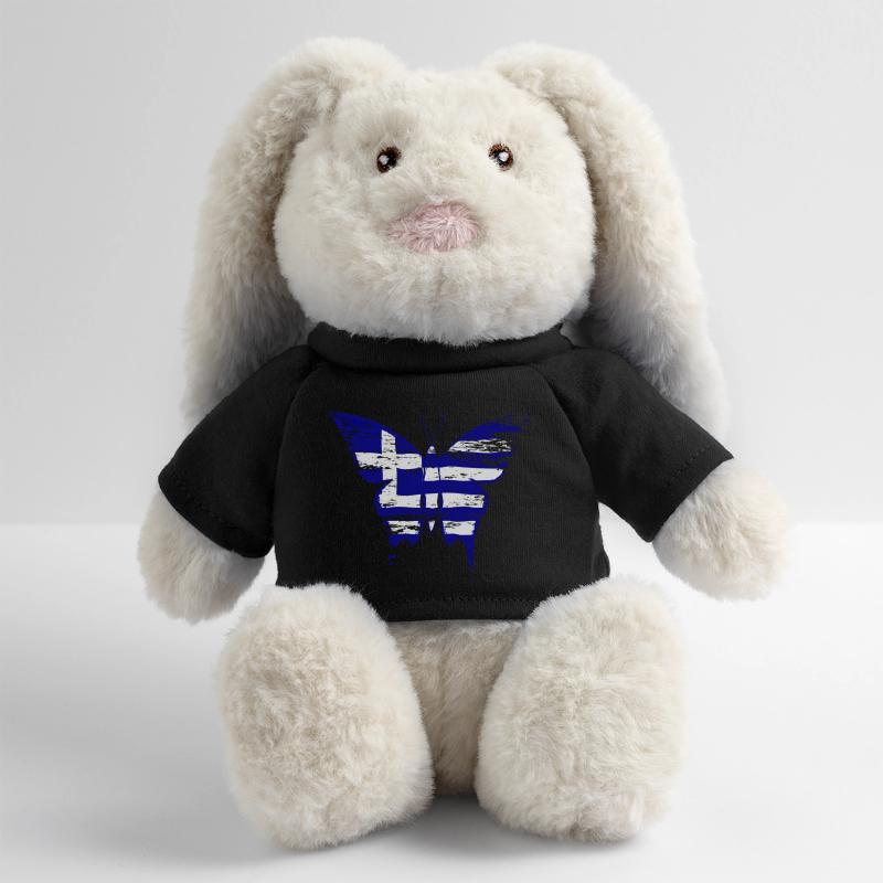 Drapeau de la Grèce Papillon utilisé Lapin en peluche recyclé MiniFeet® Crème