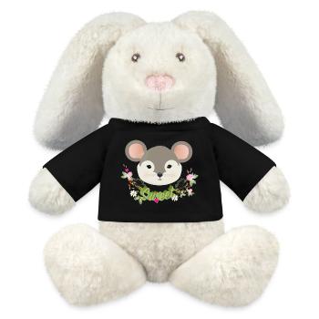 Enchanting cute mouse with delicate green in spring - MiniFeet® RecycelHase® Bunny Cream - black - Front