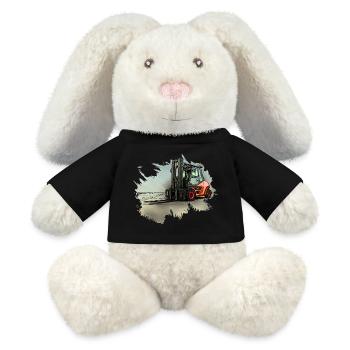 Chariot élévateur - Lapin en peluche recyclé MiniFeet® Crème - noir - Devant