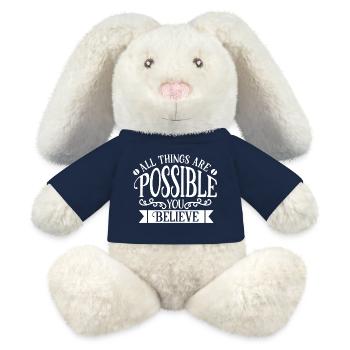 dreams, living your dreams, everything is possible - MiniFeet® RecycelHase® Bunny Cream - french navy - Front