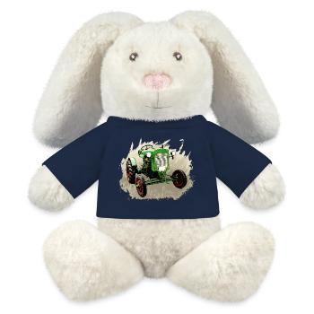 Deutz F1M 414 Bauernschlepper - Lapin en peluche recyclé MiniFeet® Crème - bleu marine - Devant