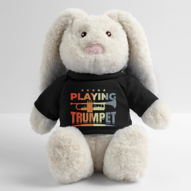 Sort de trompette Lapin en peluche recyclé MiniFeet® Crème