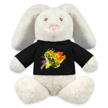 Eine bunte Sonnenblume im aufblühen, A733107 - MiniFeet® RecycelHase® Creme - Schwarz - Vorne