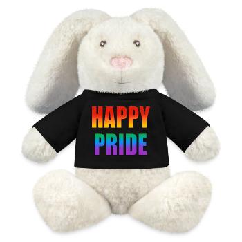Texte arc-en-ciel Happy Pride - Lapin en peluche recyclé MiniFeet® Crème - noir - Devant