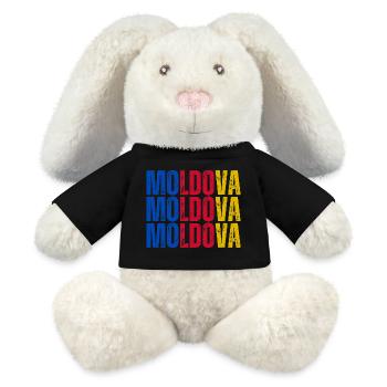 Moldauische Flagge, Moldauischer Stolz - MiniFeet® RecycelHase® Creme - Schwarz - Vorne
