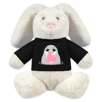 Seal with bubble gum – Funny animal motif - MiniFeet® RecycelHase® Bunny Cream - black - Front