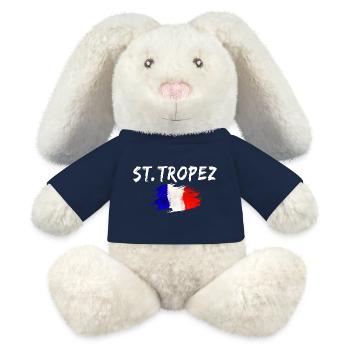 St. Tropez Frankreich Flagge Saint Tropez - MiniFeet® RecycelHase® Creme - French Navy - Vorne