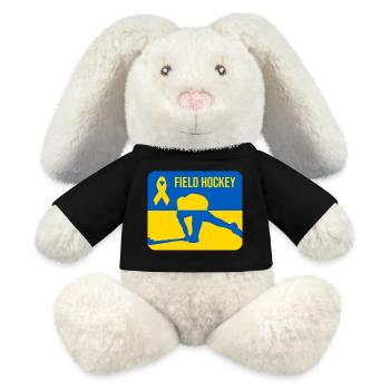 Solidarité avec le hockey sur gazon ukrainien - Lapin en peluche recyclé MiniFeet® Crème - noir - Devant