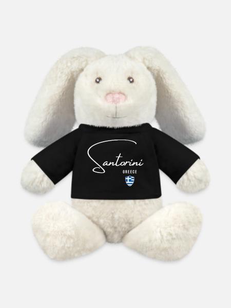 Design élégant à Santorin, souvenir de Santorin - Lapin en peluche recyclé MiniFeet® Crème - noir