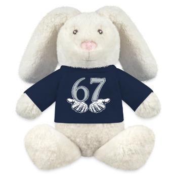 Lustiges 67 Meme Hände Gen Alpha Humor - MiniFeet® RecycelHase® Creme - French Navy - Vorne