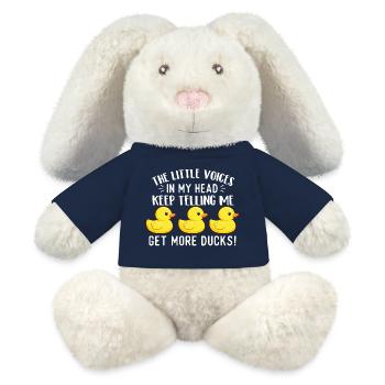 Petites voix disent « Get More Ducks » Citation drôle - Lapin en peluche recyclé MiniFeet® Crème - bleu marine - Devant