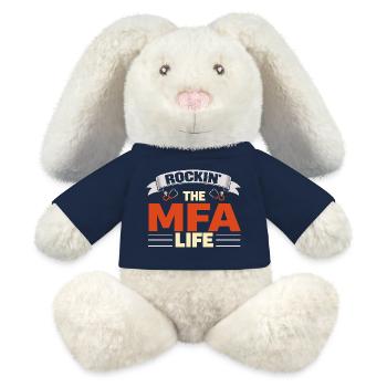 Rockin, l’assistant médical de vie en MFA - Lapin en peluche recyclé MiniFeet® Crème - bleu marine - Devant