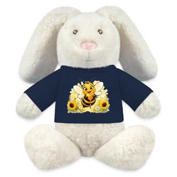 bee honey beekeeper honeycomb flowers meadow insect - MiniFeet® RecycelHase® Bunny Cream - french navy - Front