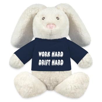 Voiture - Lapin en peluche recyclé MiniFeet® Crème - bleu marine - Devant