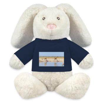 Paysage à la rivière Cubango avec girafe - Lapin en peluche recyclé MiniFeet® Crème - bleu marine - Devant