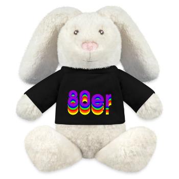 Années 80 - Lapin en peluche recyclé MiniFeet® Crème - noir - Devant