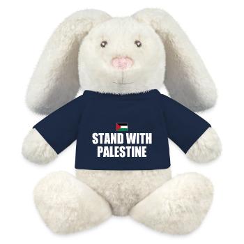 I stand with palestine - Lapin en peluche recyclé MiniFeet® Crème - bleu marine - Devant