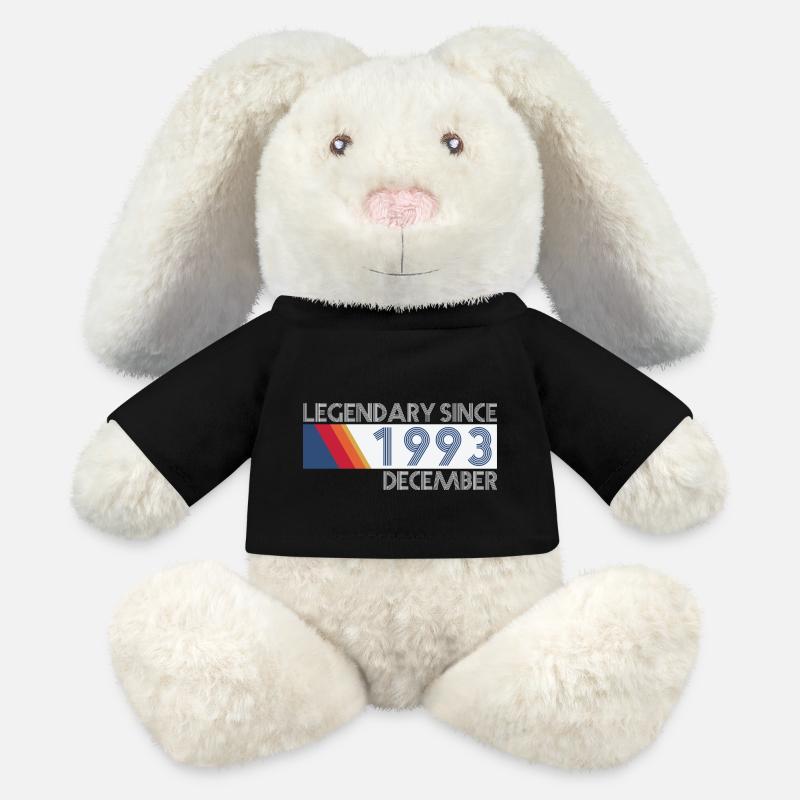 Retro SiFi Legendary depuis décembre 1993 - Naissance - Lapin en peluche recyclé MiniFeet® Crème - noir
